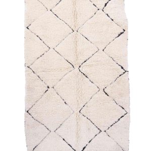 Moroccan beni ourain rug with black and white color 5x8ft