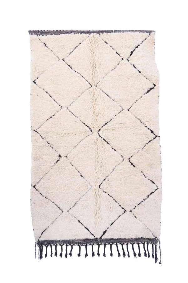 Moroccan beni ourain rug with black and white color 5x8ft