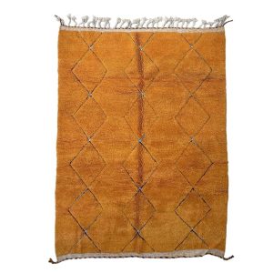 Handwoven Orange Moroccan Rug Made from natural wool