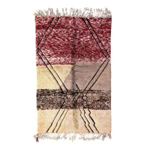 Handmade Moroccan area rug made from natural wool with Colorful design 6x9ft