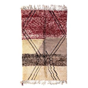 Handmade Moroccan area rug made from natural wool with  Colorful design 6x9ft
