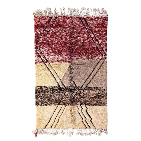 Handmade Moroccan area rug made from natural wool with  Colorful design 6x9ft