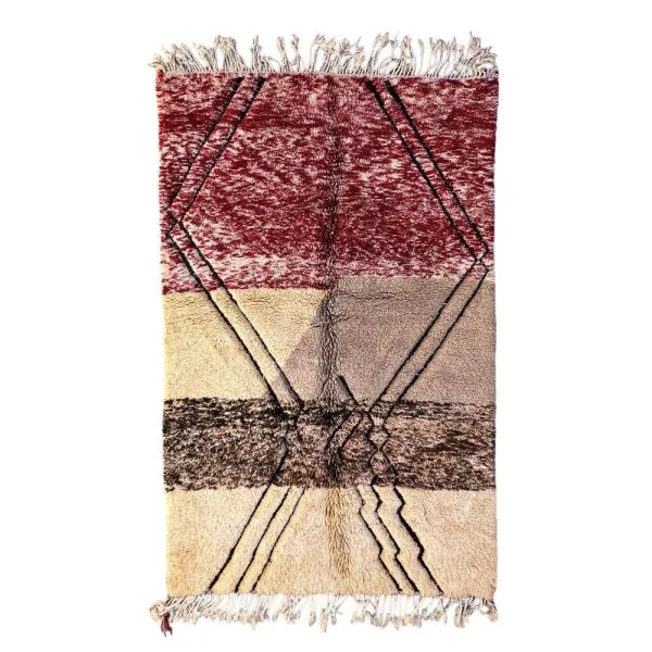 Handmade Moroccan area rug made from natural wool with  Colorful design 6x9ft