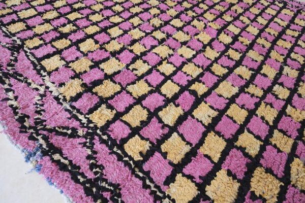 Hnadmade Wool Pink Moroccan Rug 5x6ft