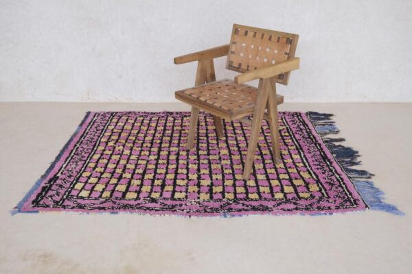 Hnadmade Wool Pink Moroccan Rug 5x6ft