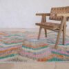 Colorful wool berber carpet with abstract design 5x8ft - Image 6