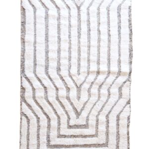 Wool Handmade White Moroccan rug 8x5ft