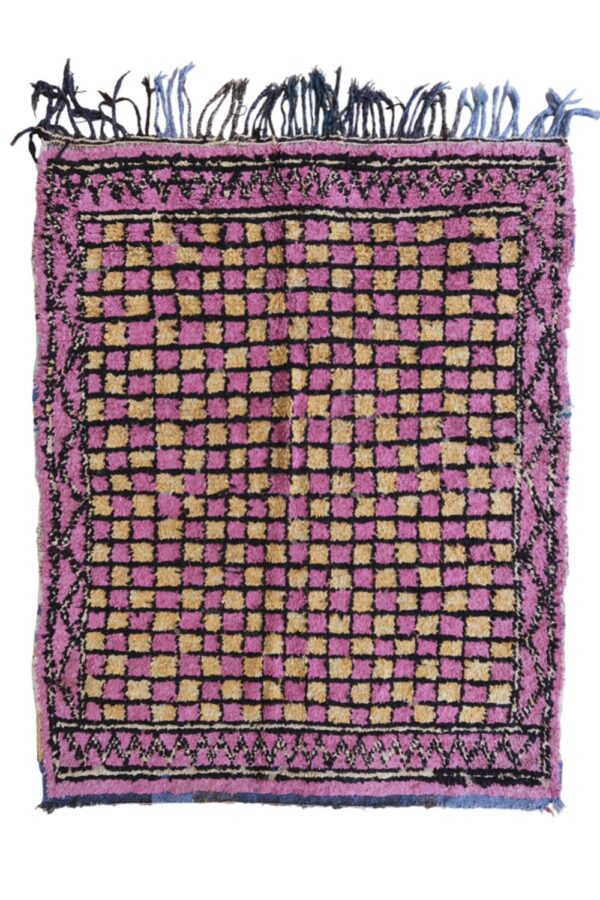 Hnadmade Wool Pink Moroccan Rug 5x6ft