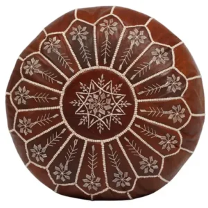 Brown Moroccan Leather Pouf