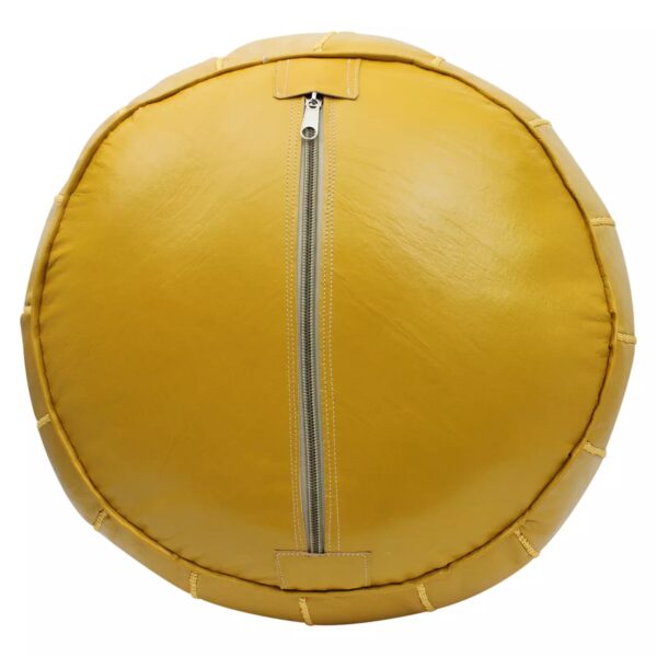 Yellow Leather Pouf