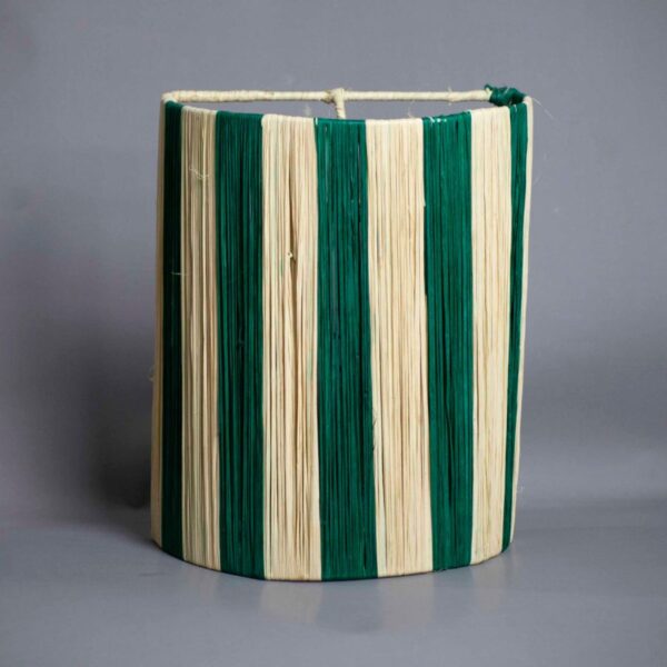green raffia wall lamp handmade 1