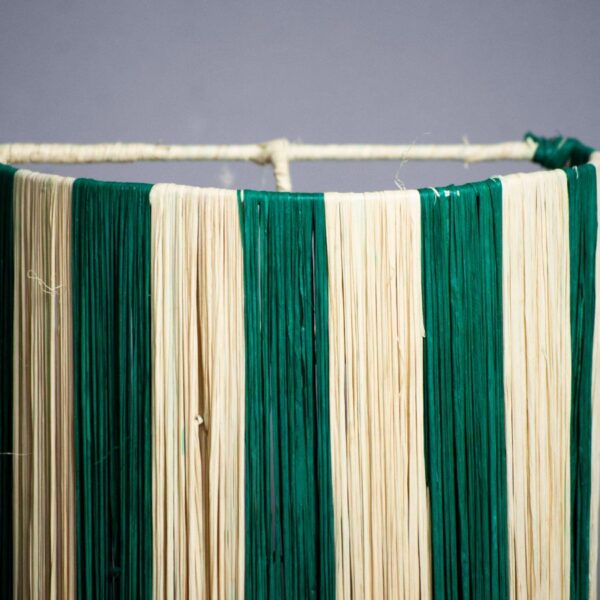 Handmade Moroccan Green Wall Lamp Raffia in Green and Beige - Image 3
