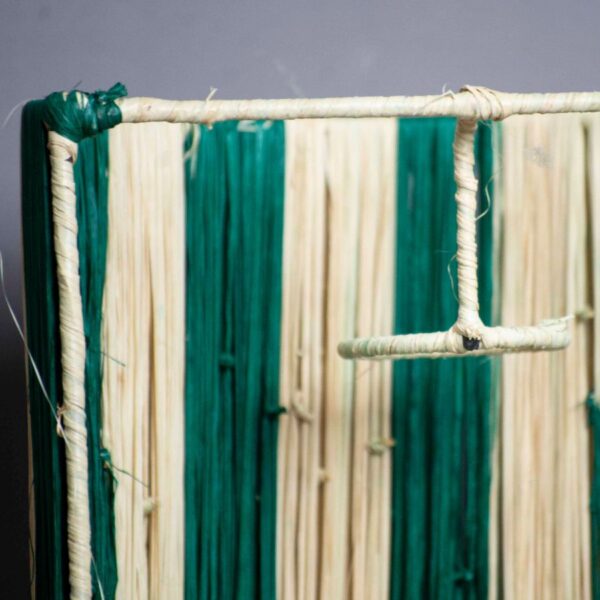 Handmade Moroccan Green Wall Lamp Raffia in Green and Beige - Image 2