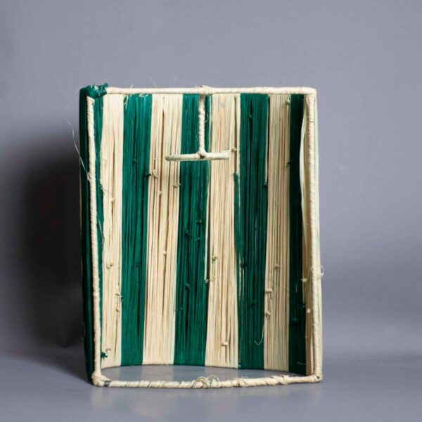 Handmade Moroccan Green Wall Lamp Raffia in Green and Beige - Image 4