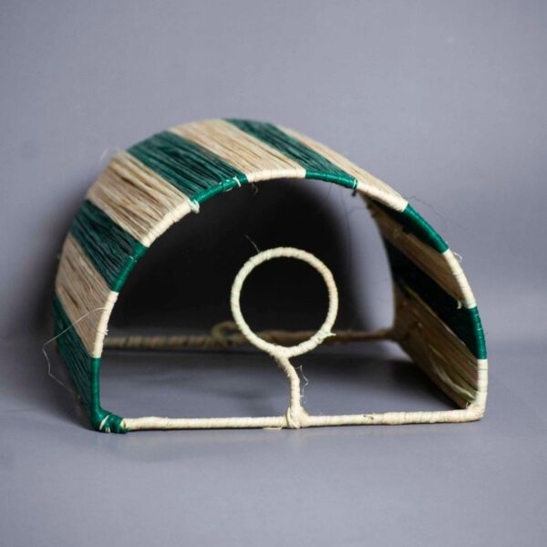 Handmade Moroccan Green Wall Lamp Raffia in Green and Beige - Image 5