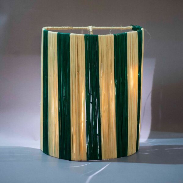 Handmade Moroccan Green Wall Lamp Raffia in Green and Beige - Image 6