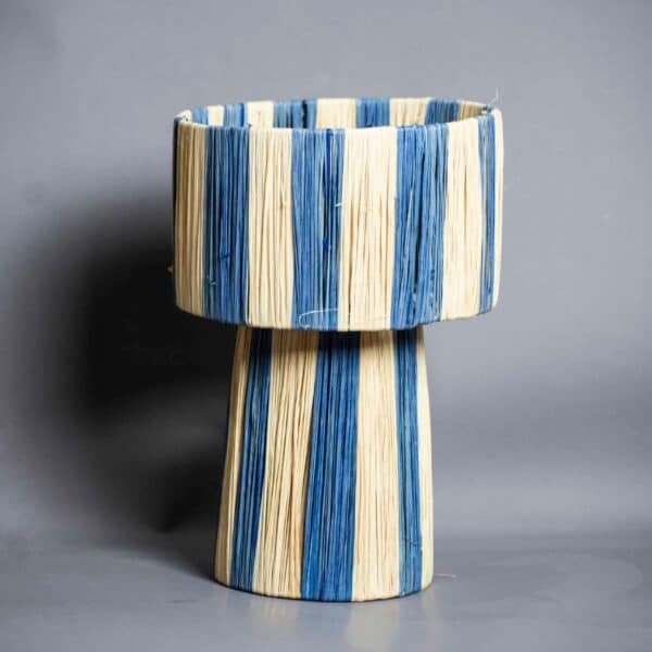 Moroccan Table Lamp Raffia Blue and Beige