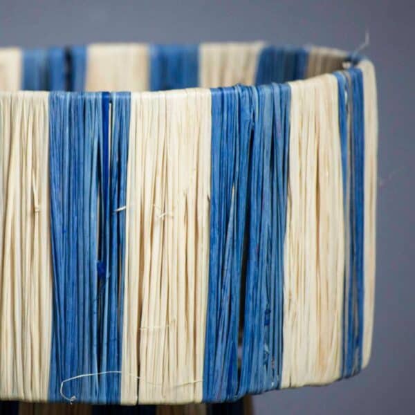 Moroccan Table Lamp Raffia Blue and Beige - Image 4