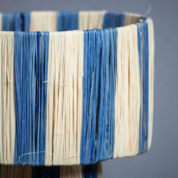 Moroccan Table Lamp Raffia Blue and Beige - Image 3