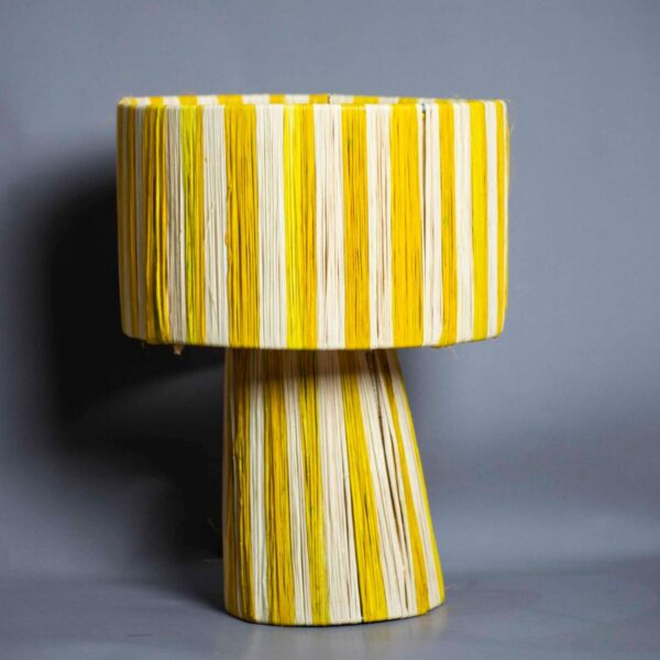 raffia table lamp yellow and blue handmade