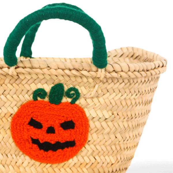 Handmade Moroccan Straw Halloween Trick or Treat Bags | Eco-Friendly Pumpkin Basket - Image 3