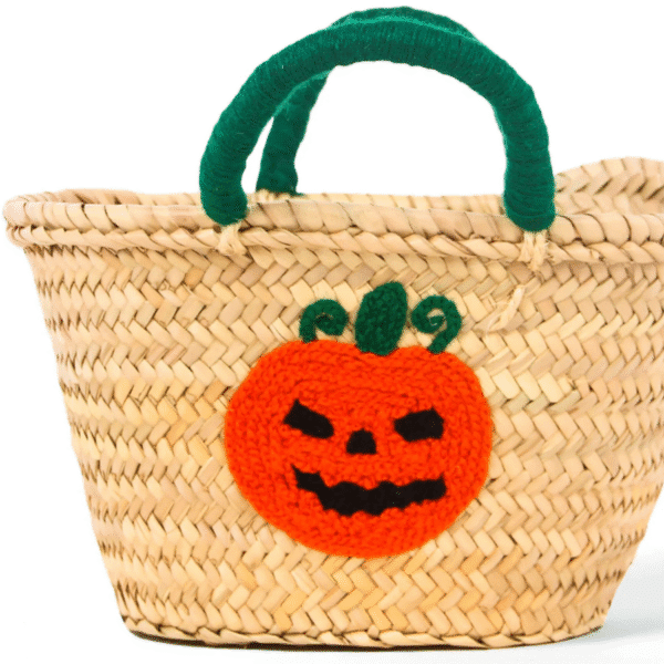 Handmade Moroccan Straw Halloween Trick or Treat Bags | Eco-Friendly Pumpkin Basket - Image 2