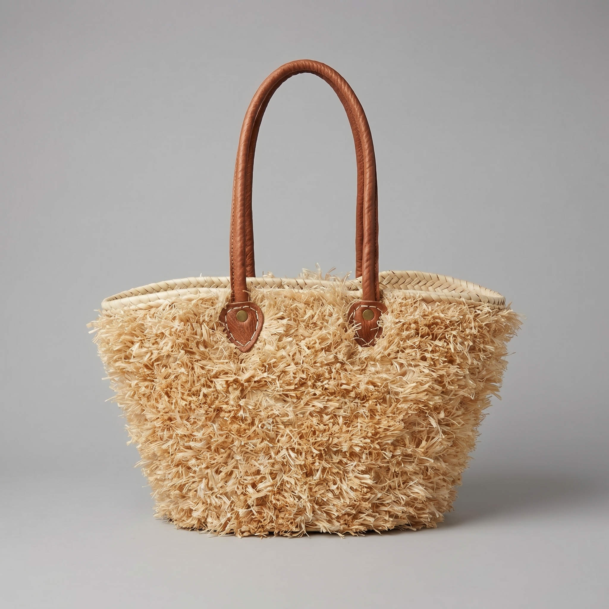 Raffia Straw Tote Bag, Handmade Moroccan Raffia Summer Handbag