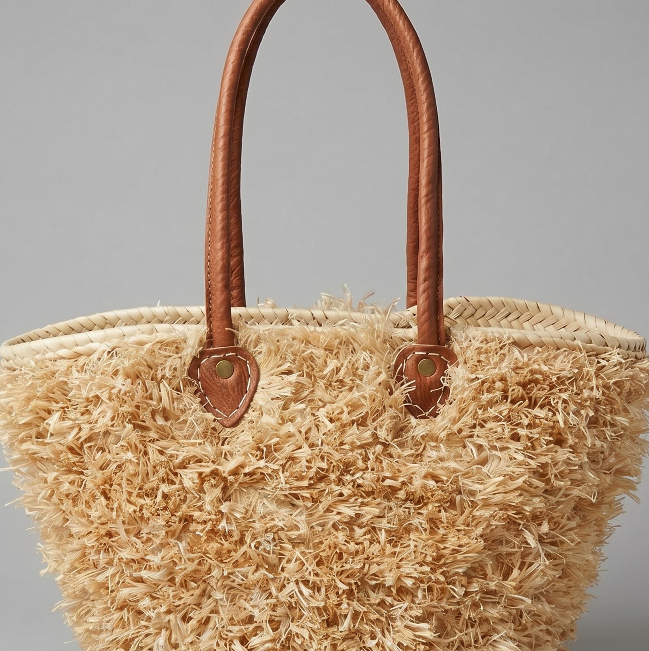 Raffia Straw Tote Bag, Handmade Moroccan Raffia Summer Handbag - Image 3