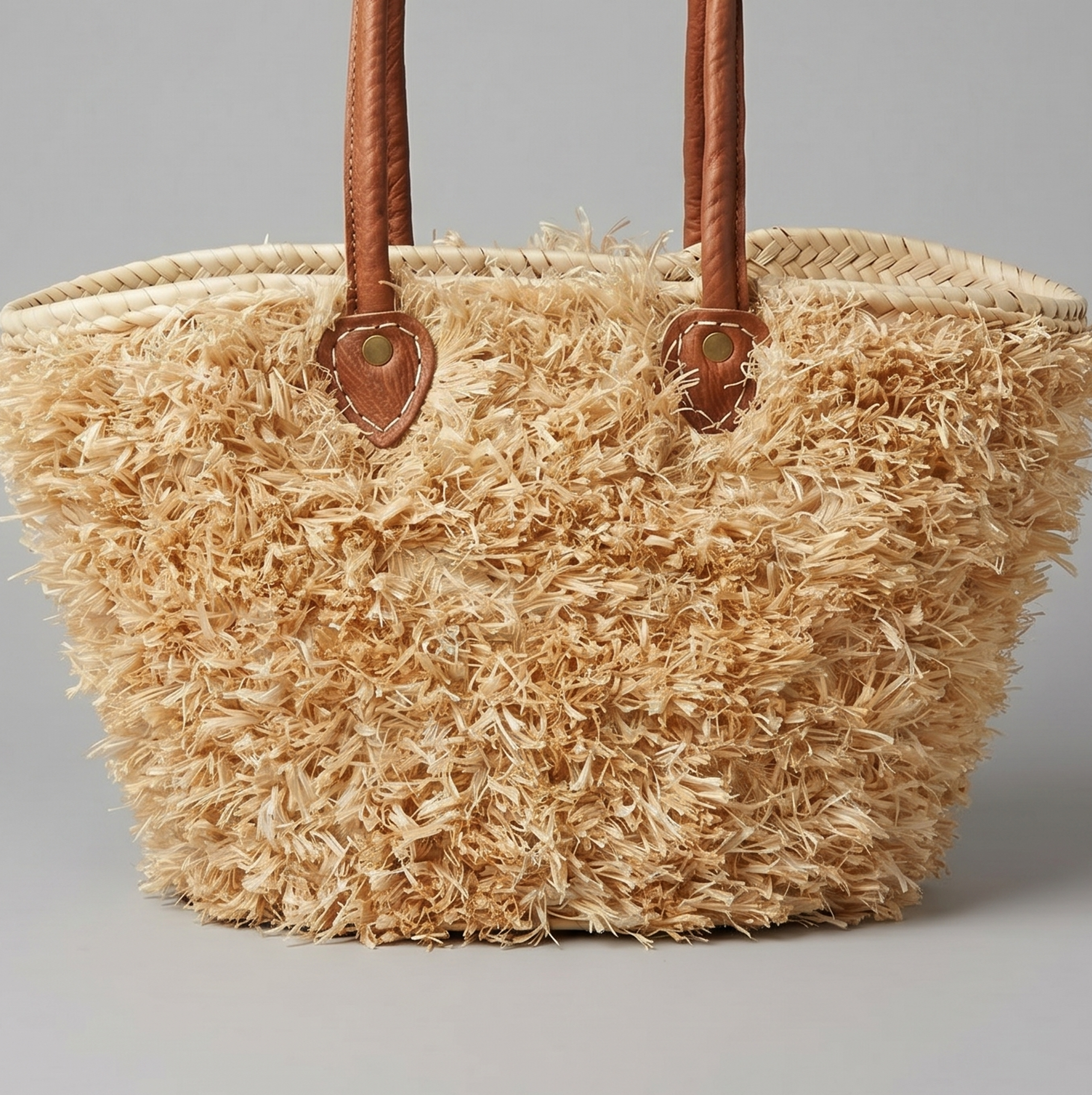 Raffia Straw Tote Bag, Handmade Moroccan Raffia Summer Handbag - Image 2