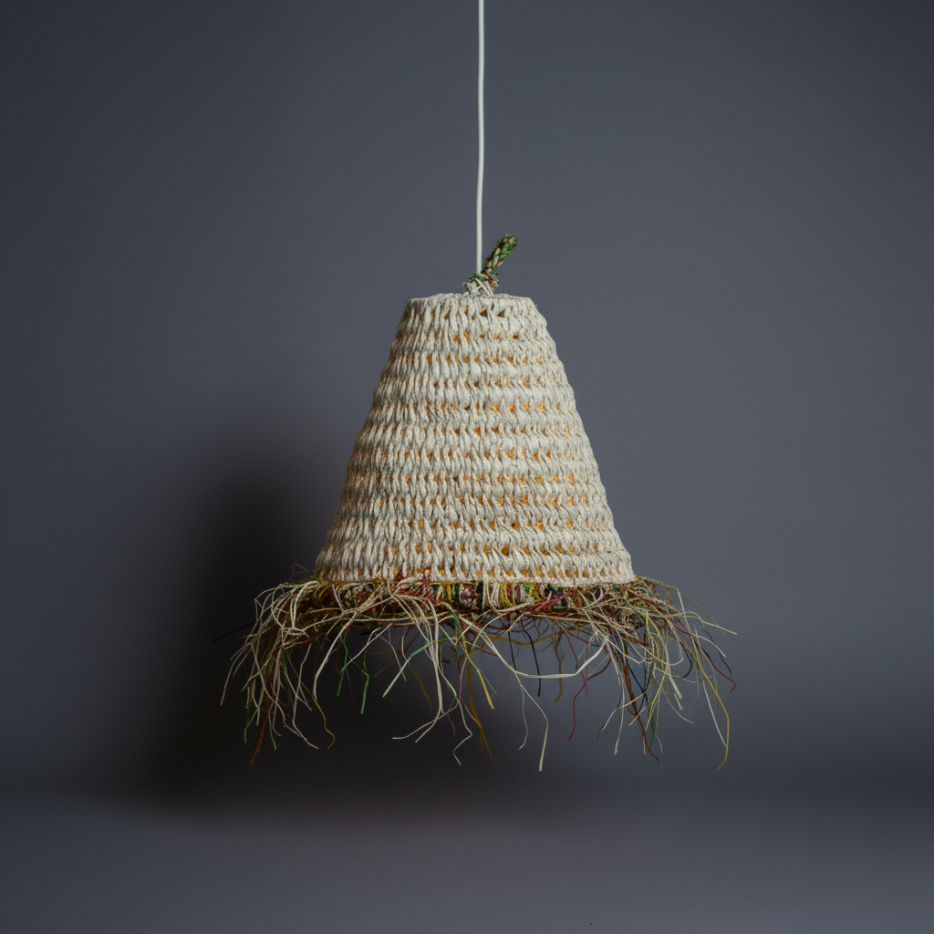 Moroccan Straw Lamp, Handwoven Pendant Light for Warm Boho Interiors - Image 3