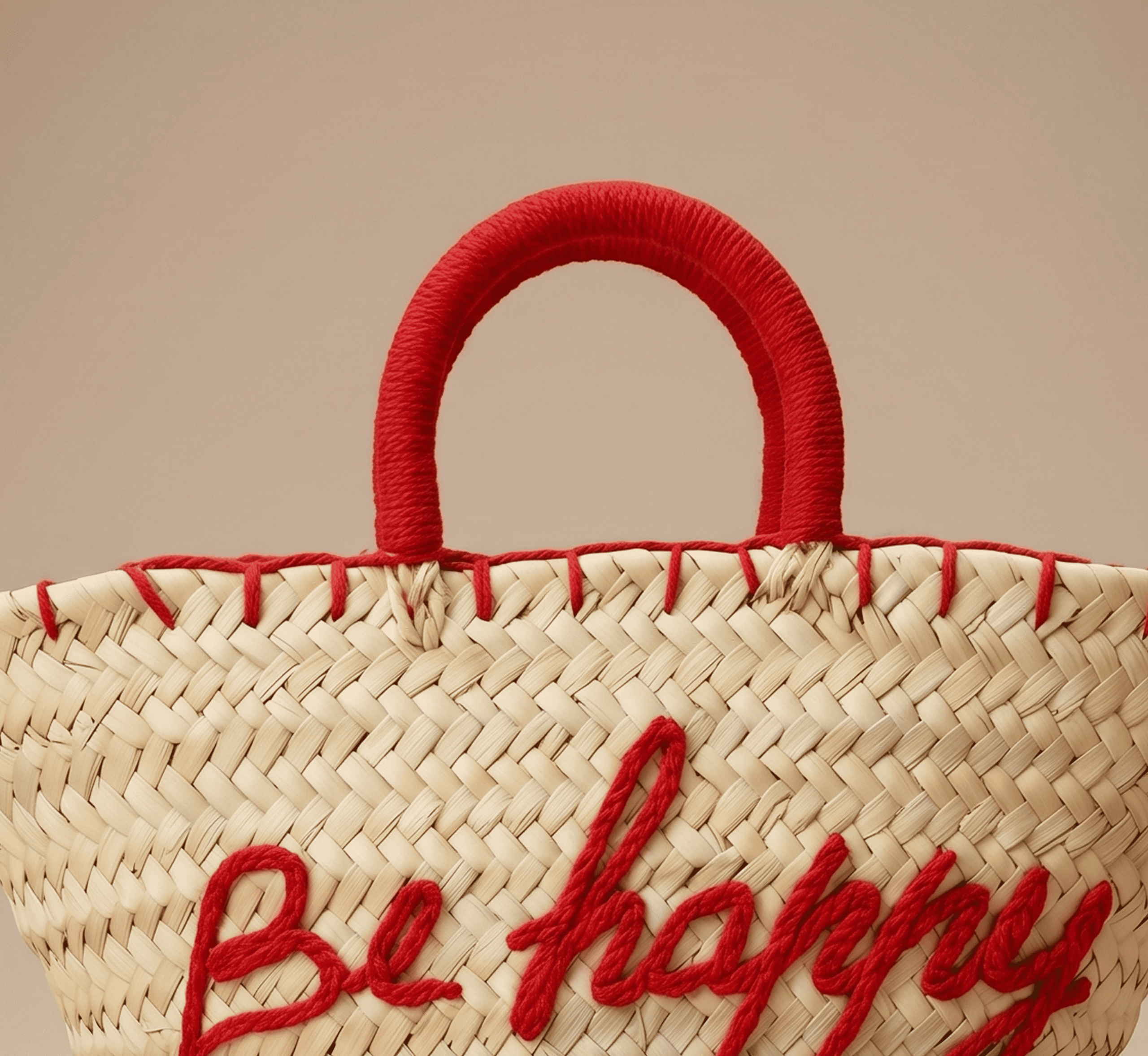 Cute Straw Bag, Handwoven Beach Tote with Playful Summer Style - Image 3