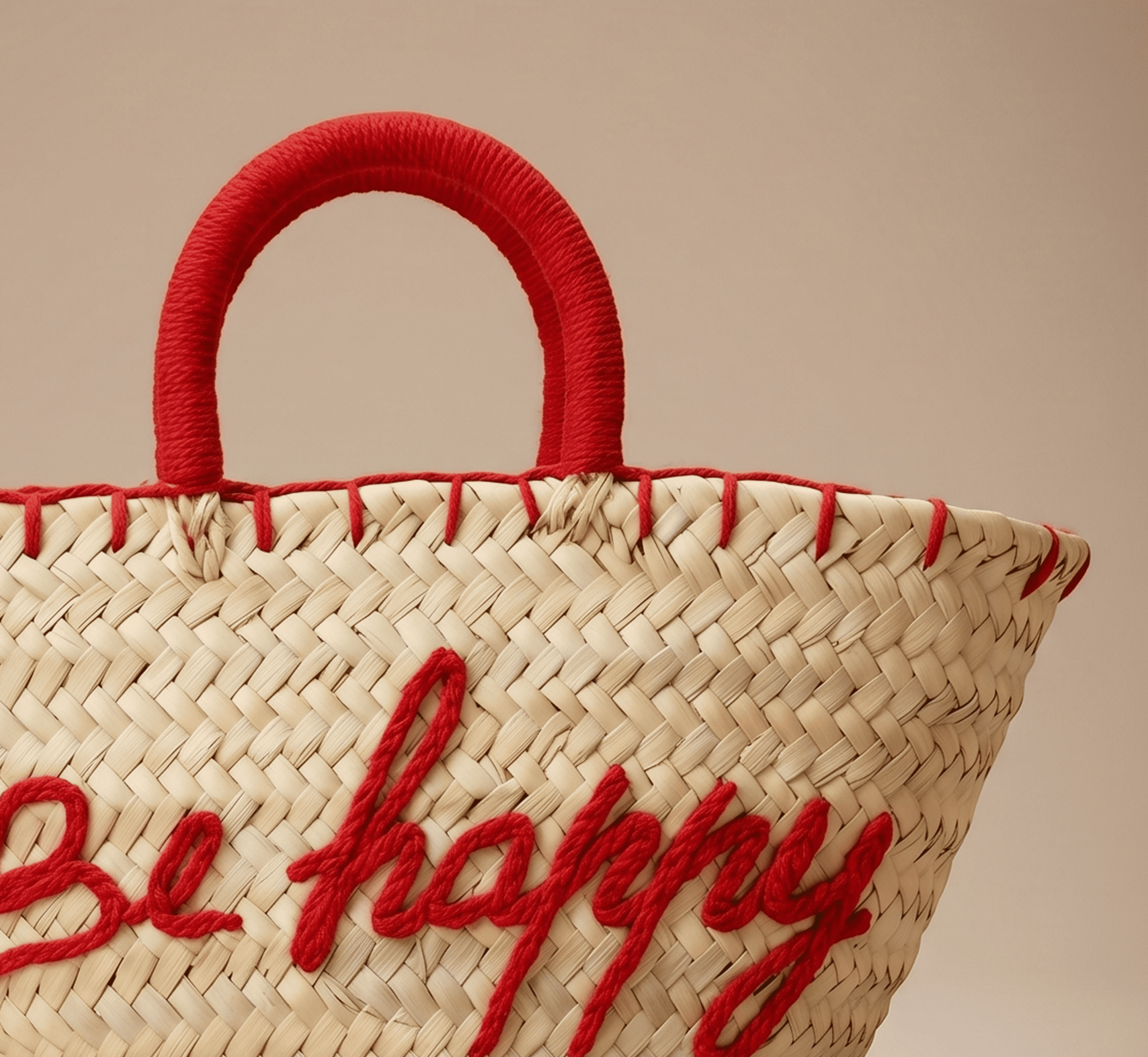 Cute Straw Bag, Handwoven Beach Tote with Playful Summer Style - Image 4