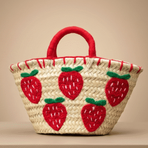 Cute Straw Beach Bag – Handwoven Strawberry Summer Tote