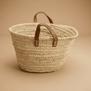 Palm Leaf Basket, Handwoven Natural Storage & Market Basket
